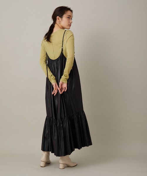 ADAM ET ROPE'（アダムエロペ）の「ギャザーキャミワンピース（ワンピース・レディース・ブラック/ダークブラウン・FREE）」の9枚目の写真