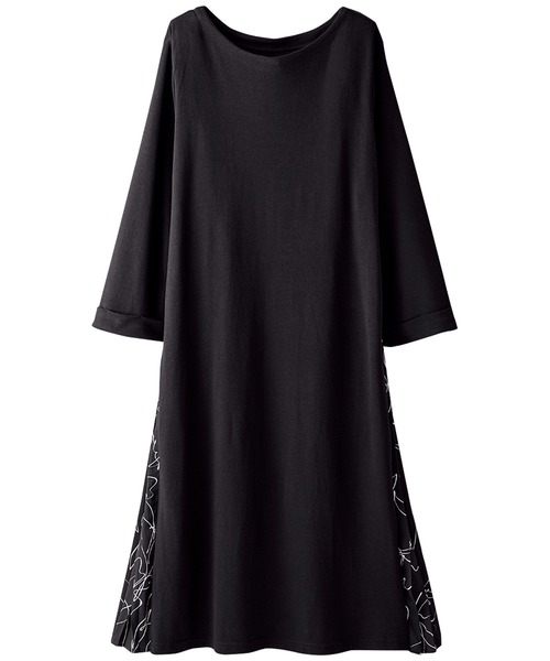 BELLUNA(ベルーナ)の「バックプリーツデザインワンピース(チュニック・レディース・ターコイズブルー/ブラック/チャコール・MEDIUM/LARGE/X-LARGE)」の2枚目の写真