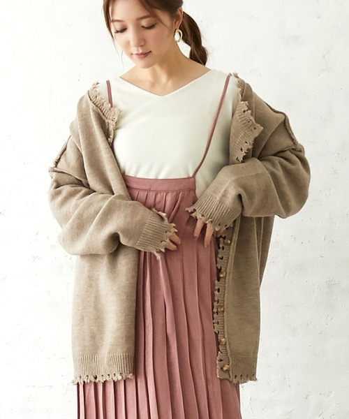 カーディガン Per sist ence/パーシエンス　ローゲージニット ダメージ2WAYカーディガン レディース Per sist ence カーディガン ence/パーシエンス ローゲージ
