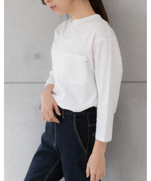 PREFERIR(プレフェリール)の「ポケット付き ロンT 七分袖(Tシャツ/カットソー・レディース・ブラック/カーキ/ホワイト/モカ・MEDIUM/LARGE/SMALL)」の15枚目の写真