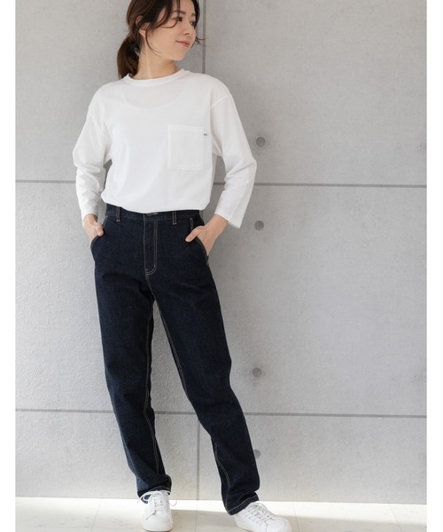 PREFERIR(プレフェリール)の「ポケット付き ロンT 七分袖(Tシャツ/カットソー・レディース・ブラック/カーキ/ホワイト/モカ・MEDIUM/LARGE/SMALL)」の6枚目の写真