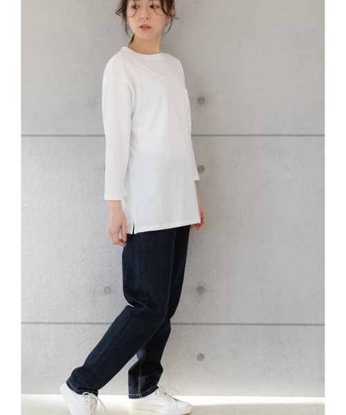 PREFERIR(プレフェリール)の「ポケット付き ロンT 七分袖(Tシャツ/カットソー・レディース・ブラック/カーキ/ホワイト/モカ・MEDIUM/LARGE/SMALL)」の7枚目の写真