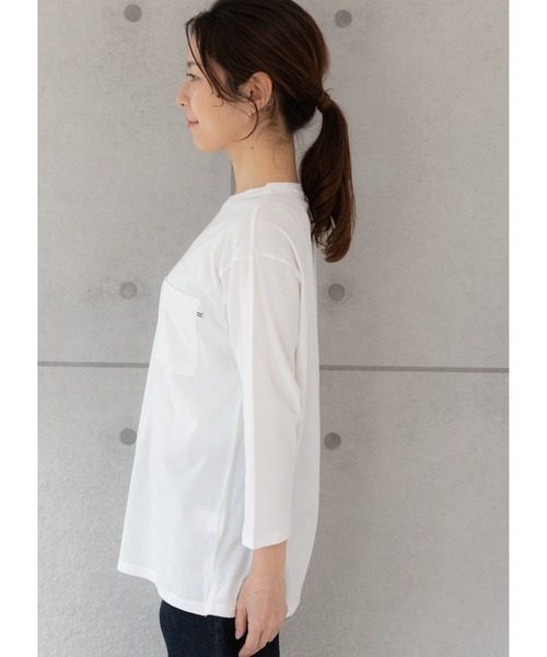 PREFERIR(プレフェリール)の「ポケット付き ロンT 七分袖(Tシャツ/カットソー・レディース・ブラック/カーキ/ホワイト/モカ・MEDIUM/LARGE/SMALL)」の8枚目の写真