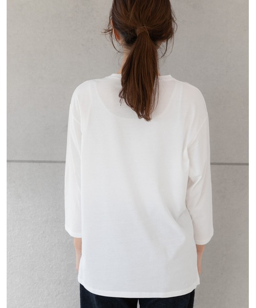 PREFERIR(プレフェリール)の「ポケット付き ロンT 七分袖(Tシャツ/カットソー・レディース・ブラック/カーキ/ホワイト/モカ・MEDIUM/LARGE/SMALL)」の9枚目の写真