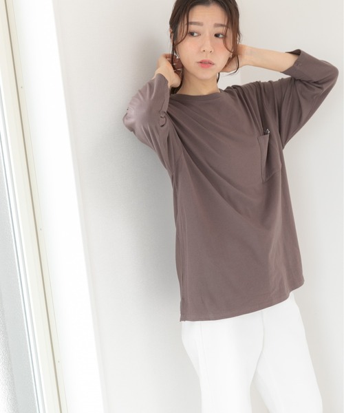 PREFERIR(プレフェリール)の「ポケット付き ロンT 七分袖(Tシャツ/カットソー・レディース・ブラック/カーキ/ホワイト/モカ・MEDIUM/LARGE/SMALL)」の17枚目の写真