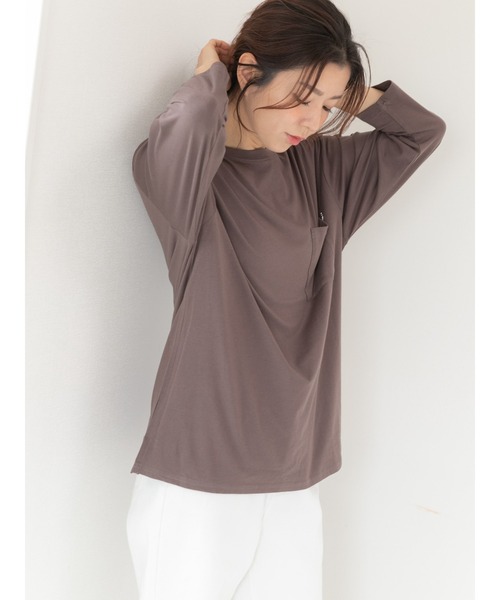 PREFERIR(プレフェリール)の「ポケット付き ロンT 七分袖(Tシャツ/カットソー・レディース・ブラック/カーキ/ホワイト/モカ・MEDIUM/LARGE/SMALL)」の18枚目の写真