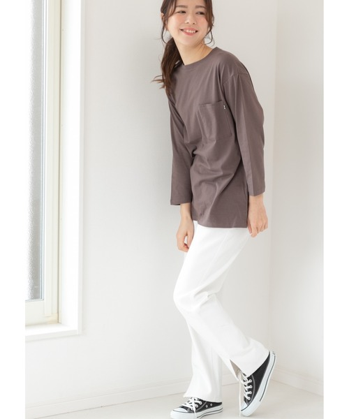 PREFERIR(プレフェリール)の「ポケット付き ロンT 七分袖(Tシャツ/カットソー・レディース・ブラック/カーキ/ホワイト/モカ・MEDIUM/LARGE/SMALL)」の20枚目の写真