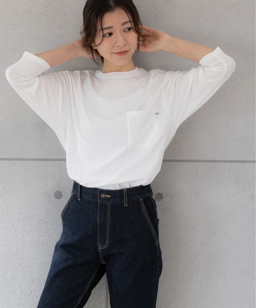 PREFERIR(プレフェリール)の「ポケット付き ロンT 七分袖(Tシャツ/カットソー・レディース・ブラック/カーキ/ホワイト/モカ・MEDIUM/LARGE/SMALL)」の16枚目の写真