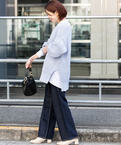 URBAN RESEARCH Sonny Label(アーバンリサーチサニーレーベル)の「製品染めコットンニットプルオーバー(ニット/セーター・レディース・オフホワイト/ブルー系その他/オレンジ・FREE)」の6枚目の写真