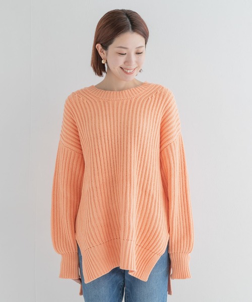 URBAN RESEARCH Sonny Label(アーバンリサーチサニーレーベル)の「製品染めコットンニットプルオーバー(ニット/セーター・レディース・オフホワイト/ブルー系その他/オレンジ・FREE)」の18枚目の写真