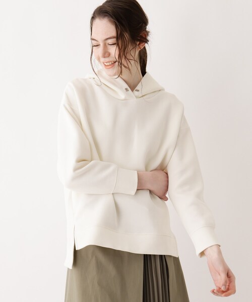 SOUP（スープ）の「◆【大きいサイズあり・13号】コットンダンボールニットパーカー（パーカー・レディース・ライトグレー/ブラック/アイボリー/ライトベージュ・11/13/09）」の2枚目の写真