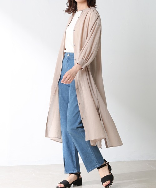 Honeys（ハニーズ）の「マオカラーワンピース（ワンピース・レディース・ベージュ/アイボリー/チャコール/パープル/ブルーグレー/カーキ/モカ・L/M/S）」の5枚目の写真