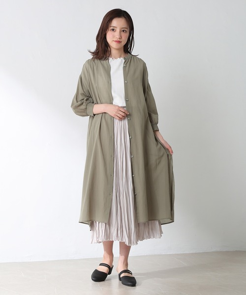 Honeys（ハニーズ）の「マオカラーワンピース（ワンピース・レディース・ベージュ/アイボリー/チャコール/パープル/ブルーグレー/カーキ/モカ・L/M/S）」の20枚目の写真