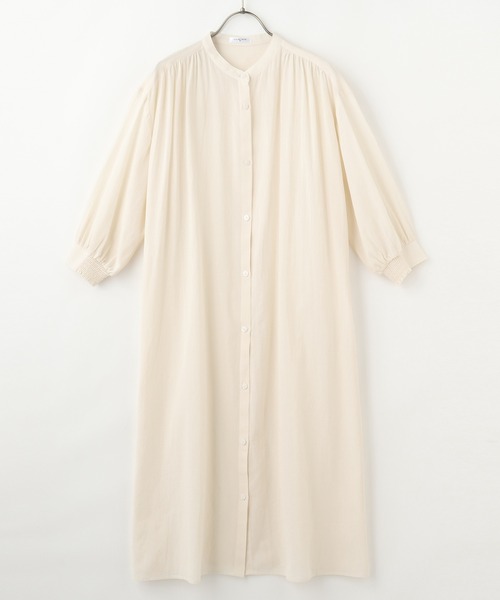 Honeys（ハニーズ）の「マオカラーワンピース（ワンピース・レディース・ベージュ/アイボリー/チャコール/パープル/ブルーグレー/カーキ/モカ・L/M/S）」の15枚目の写真