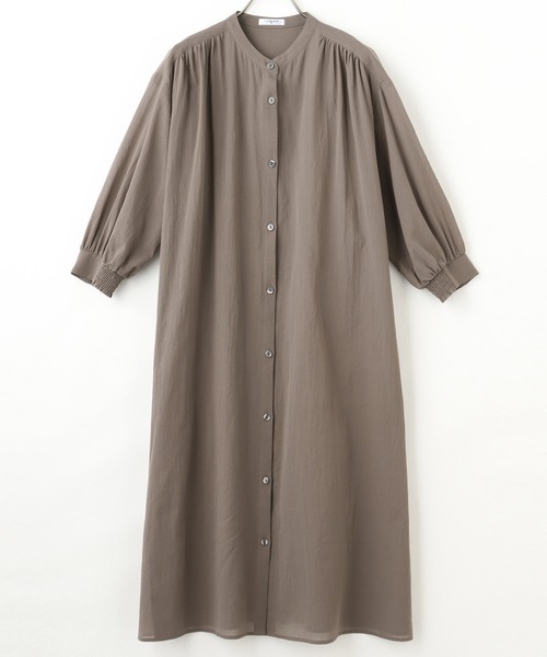 Honeys（ハニーズ）の「マオカラーワンピース（ワンピース・レディース・ベージュ/アイボリー/チャコール/パープル/ブルーグレー/カーキ/モカ・L/M/S）」の13枚目の写真