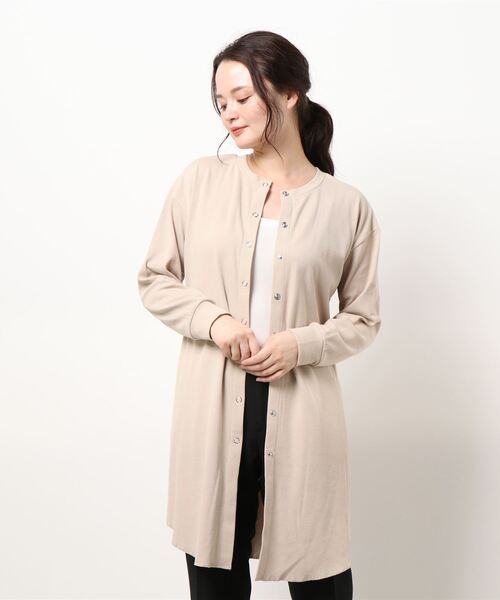 BELLUNA PLUS（ベルーナ）の「リブ素材ロング丈３ｗａｙカーディガン（カーディガン/ボレロ・レディース・ブラック/ブルーグレー/ライトベージュ・MEDIUM/LARGE/X-LARGE）」の10枚目の写真