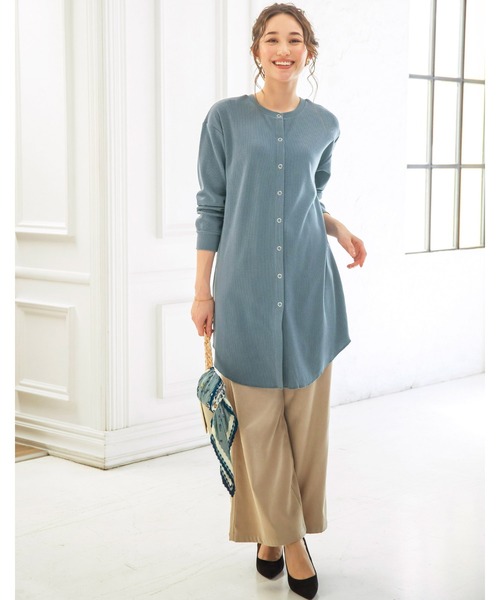 BELLUNA PLUS（ベルーナ）の「リブ素材ロング丈３ｗａｙカーディガン（カーディガン/ボレロ・レディース・ブラック/ブルーグレー/ライトベージュ・MEDIUM/LARGE/X-LARGE）」の16枚目の写真