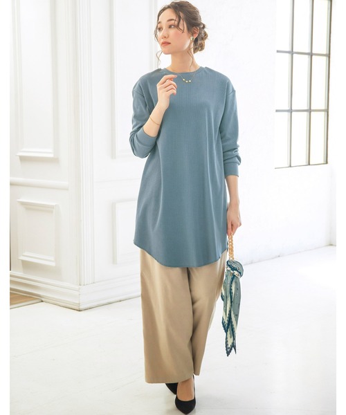 BELLUNA PLUS（ベルーナ）の「リブ素材ロング丈３ｗａｙカーディガン（カーディガン/ボレロ・レディース・ブラック/ブルーグレー/ライトベージュ・MEDIUM/LARGE/X-LARGE）」の14枚目の写真