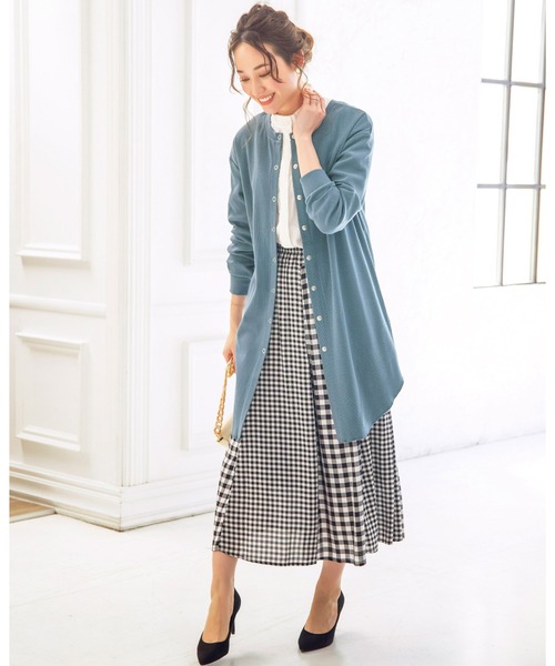 BELLUNA PLUS（ベルーナ）の「リブ素材ロング丈３ｗａｙカーディガン（カーディガン/ボレロ・レディース・ブラック/ブルーグレー/ライトベージュ・MEDIUM/LARGE/X-LARGE）」の7枚目の写真