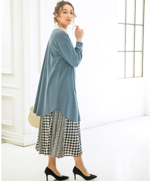 BELLUNA PLUS（ベルーナ）の「リブ素材ロング丈３ｗａｙカーディガン（カーディガン/ボレロ・レディース・ブラック/ブルーグレー/ライトベージュ・MEDIUM/LARGE/X-LARGE）」の9枚目の写真