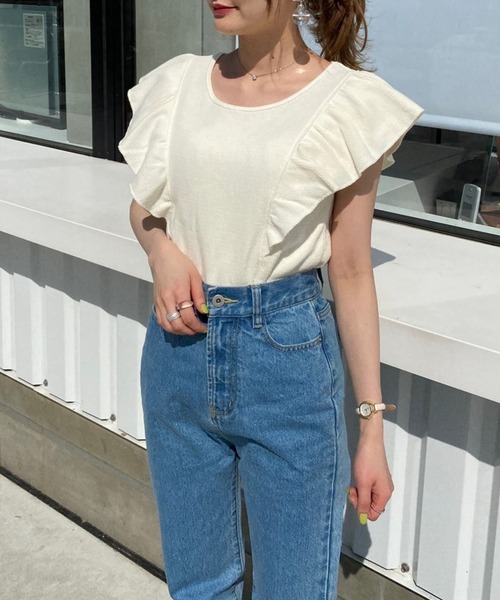 Heather（ヘザー）の「ハニカムフリルカットソー_948763（Tシャツ/カットソー・レディース・ホワイト/ブラック/グリーン系その他・FREE）」の13枚目の写真