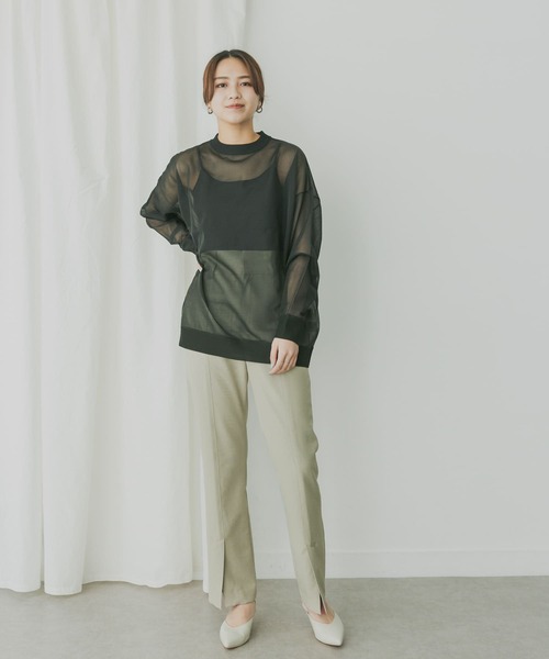 KBF+(ケービーエフプラス)の「KBF+ スリットスリムパンツ(その他パンツ・レディース・ホワイト系その他/グリーン系その他/ブルー系その他・38/36)」の8枚目の写真