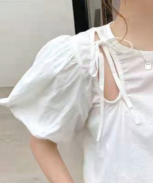 Twinkle;pm(トゥインクルピーエム)の「前あきパワショル半袖TOPS(シャツ/ブラウス・レディース・ホワイト/ブルー・FREE)」の19枚目の写真