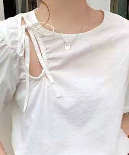 Twinkle;pm(トゥインクルピーエム)の「前あきパワショル半袖TOPS(シャツ/ブラウス・レディース・ホワイト/ブルー・FREE)」の20枚目の写真