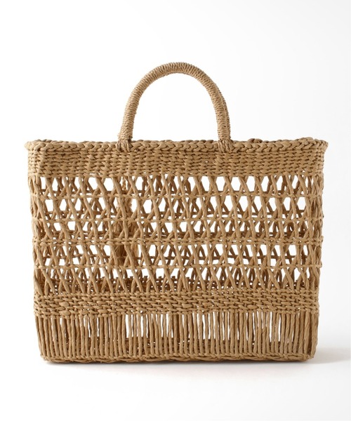 Simplicite(サンプリシテ)の「デザインペーパートートバッグ◆(かごバッグ・レディース・ブラック/ベージュ・FREE)」の3枚目の写真