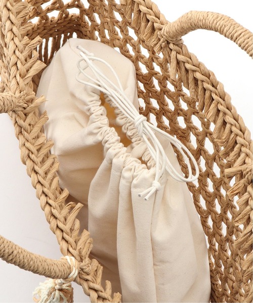 Simplicite(サンプリシテ)の「デザインペーパートートバッグ◆(かごバッグ・レディース・ブラック/ベージュ・FREE)」の12枚目の写真