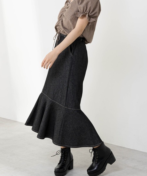 OLIVE des OLIVE（オリーブデオリーブ）の「【S/Mサイズ】マーメイドスカート（スカート・レディース・ブラック/ベージュ/ワンウォッシュ・SMALL/MEDIUM）」の15枚目の写真