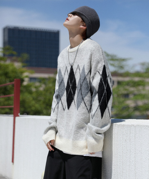 メンズ チェック柄シャツ ルーズシルエット 刺しゅう J00232 セール】【neos】ルーズシルエット ジャガード アニマル 総柄