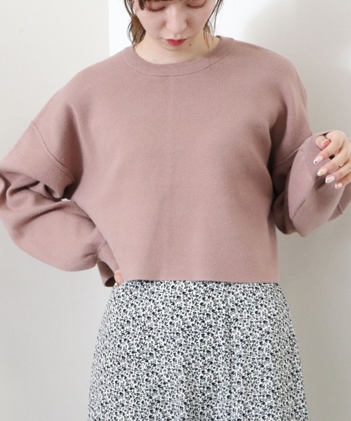 archives（アルシーヴ）の「短丈ニットプルオーバー（ニット/セーター・レディース・グリーン/アイボリー/グレイッシュベージュ/チャコールグレー/ピンクベージュ/ブルー・MEDIUM）」の6枚目の写真