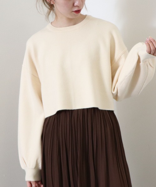 archives（アルシーヴ）の「短丈ニットプルオーバー（ニット/セーター・レディース・グリーン/アイボリー/グレイッシュベージュ/チャコールグレー/ピンクベージュ/ブルー・MEDIUM）」の3枚目の写真