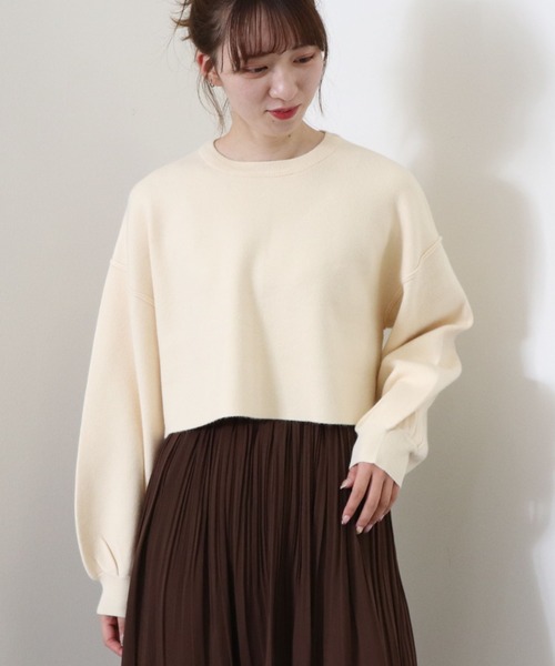 archives（アルシーヴ）の「短丈ニットプルオーバー（ニット/セーター・レディース・グリーン/アイボリー/グレイッシュベージュ/チャコールグレー/ピンクベージュ/ブルー・MEDIUM）」の17枚目の写真