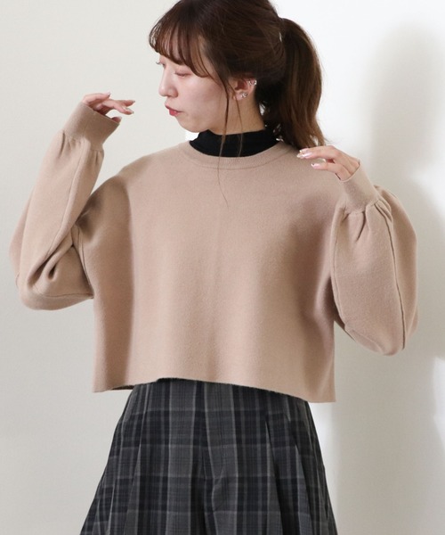 archives（アルシーヴ）の「短丈ニットプルオーバー（ニット/セーター・レディース・グリーン/アイボリー/グレイッシュベージュ/チャコールグレー/ピンクベージュ/ブルー・MEDIUM）」の12枚目の写真