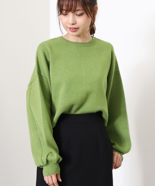 archives（アルシーヴ）の「短丈ニットプルオーバー（ニット/セーター・レディース・グリーン/アイボリー/グレイッシュベージュ/チャコールグレー/ピンクベージュ/ブルー・MEDIUM）」の15枚目の写真