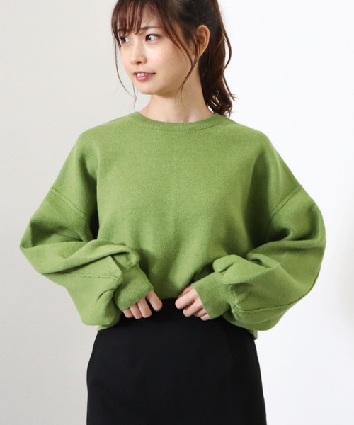 archives（アルシーヴ）の「短丈ニットプルオーバー（ニット/セーター・レディース・グリーン/アイボリー/グレイッシュベージュ/チャコールグレー/ピンクベージュ/ブルー・MEDIUM）」の8枚目の写真