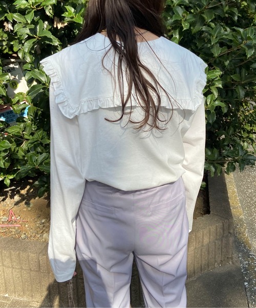 EPIMI E'PIMMY（エピミエピミー）の「ビックカラーロングスリーブカットソー（Tシャツ/カットソー・レディース・ブラック/オフホワイト/杢グレー/グリーン系その他・MEDIUM）」の8枚目の写真