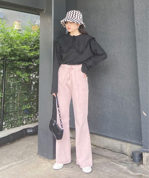 EPIMI E'PIMMY（エピミエピミー）の「ビックカラーロングスリーブカットソー（Tシャツ/カットソー・レディース・ブラック/オフホワイト/杢グレー/グリーン系その他・MEDIUM）」の17枚目の写真