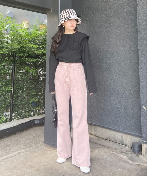 EPIMI E'PIMMY（エピミエピミー）の「ビックカラーロングスリーブカットソー（Tシャツ/カットソー・レディース・ブラック/オフホワイト/杢グレー/グリーン系その他・MEDIUM）」の15枚目の写真