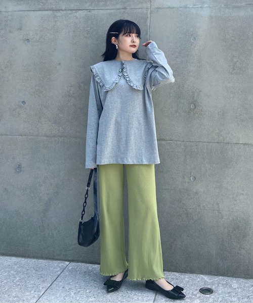 EPIMI E'PIMMY（エピミエピミー）の「ビックカラーロングスリーブカットソー（Tシャツ/カットソー・レディース・ブラック/オフホワイト/杢グレー/グリーン系その他・MEDIUM）」の12枚目の写真