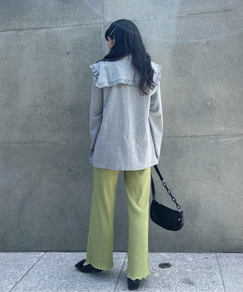 EPIMI E'PIMMY（エピミエピミー）の「ビックカラーロングスリーブカットソー（Tシャツ/カットソー・レディース・ブラック/オフホワイト/杢グレー/グリーン系その他・MEDIUM）」の7枚目の写真