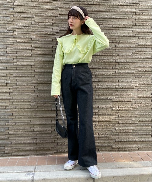 EPIMI E'PIMMY（エピミエピミー）の「ビックカラーロングスリーブカットソー（Tシャツ/カットソー・レディース・ブラック/オフホワイト/杢グレー/グリーン系その他・MEDIUM）」の16枚目の写真