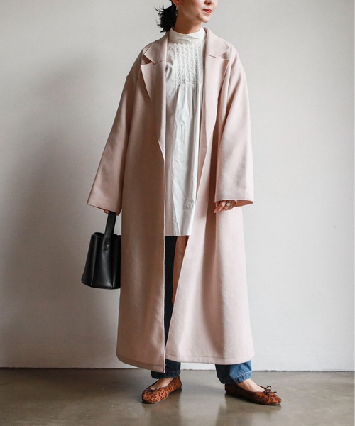 feepur(フェピュール)の「オーバーロング着流しコート(チェスターコート・レディース・アイボリー/ブラック/モカ・MEDIUM)」の2枚目の写真
