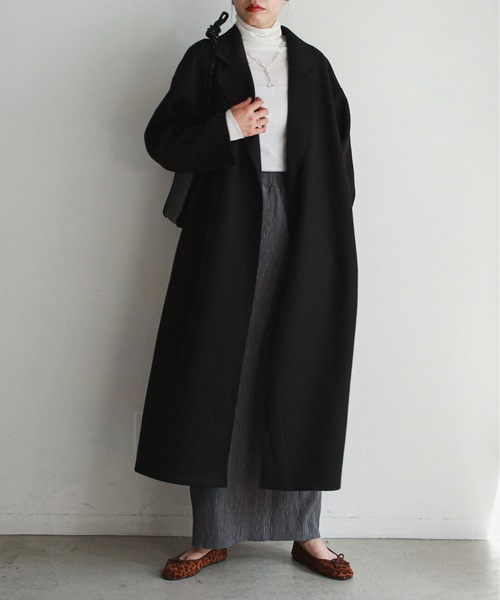 feepur(フェピュール)の「オーバーロング着流しコート(チェスターコート・レディース・アイボリー/ブラック/モカ・MEDIUM)」の1枚目の写真