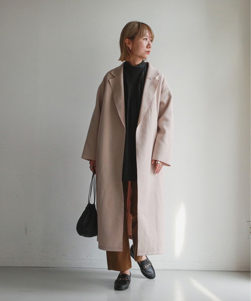 feepur(フェピュール)の「オーバーロング着流しコート(チェスターコート・レディース・アイボリー/ブラック/モカ・MEDIUM)」の15枚目の写真