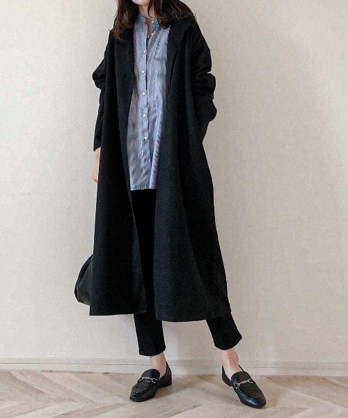 feepur(フェピュール)の「オーバーロング着流しコート(チェスターコート・レディース・アイボリー/ブラック/モカ・MEDIUM)」の18枚目の写真