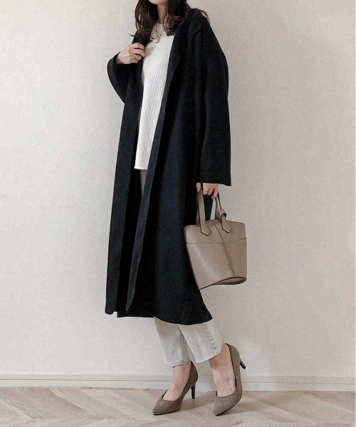 feepur(フェピュール)の「オーバーロング着流しコート(チェスターコート・レディース・アイボリー/ブラック/モカ・MEDIUM)」の19枚目の写真