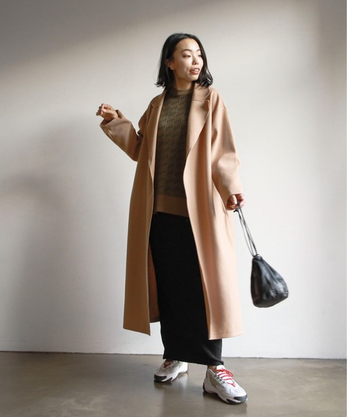 feepur(フェピュール)の「オーバーロング着流しコート(チェスターコート・レディース・アイボリー/ブラック/モカ・MEDIUM)」の10枚目の写真